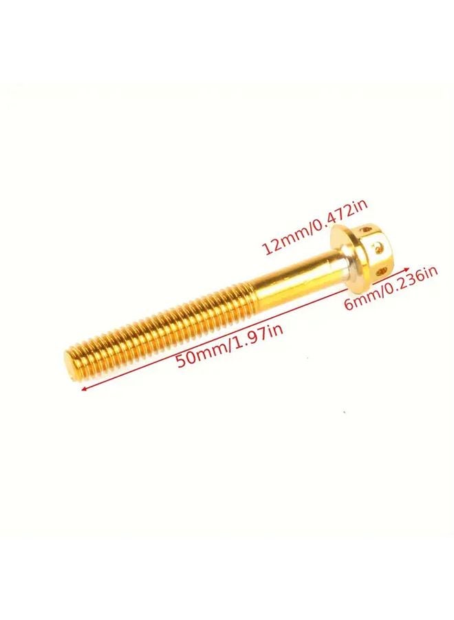 M6x1 25x25mm 10 قطع براغي دراجات نارية برأس سداسي وشفة مطلي بالذهب التيتانيوم من الفولاذ المقاوم للصدأ 304 - Image 2